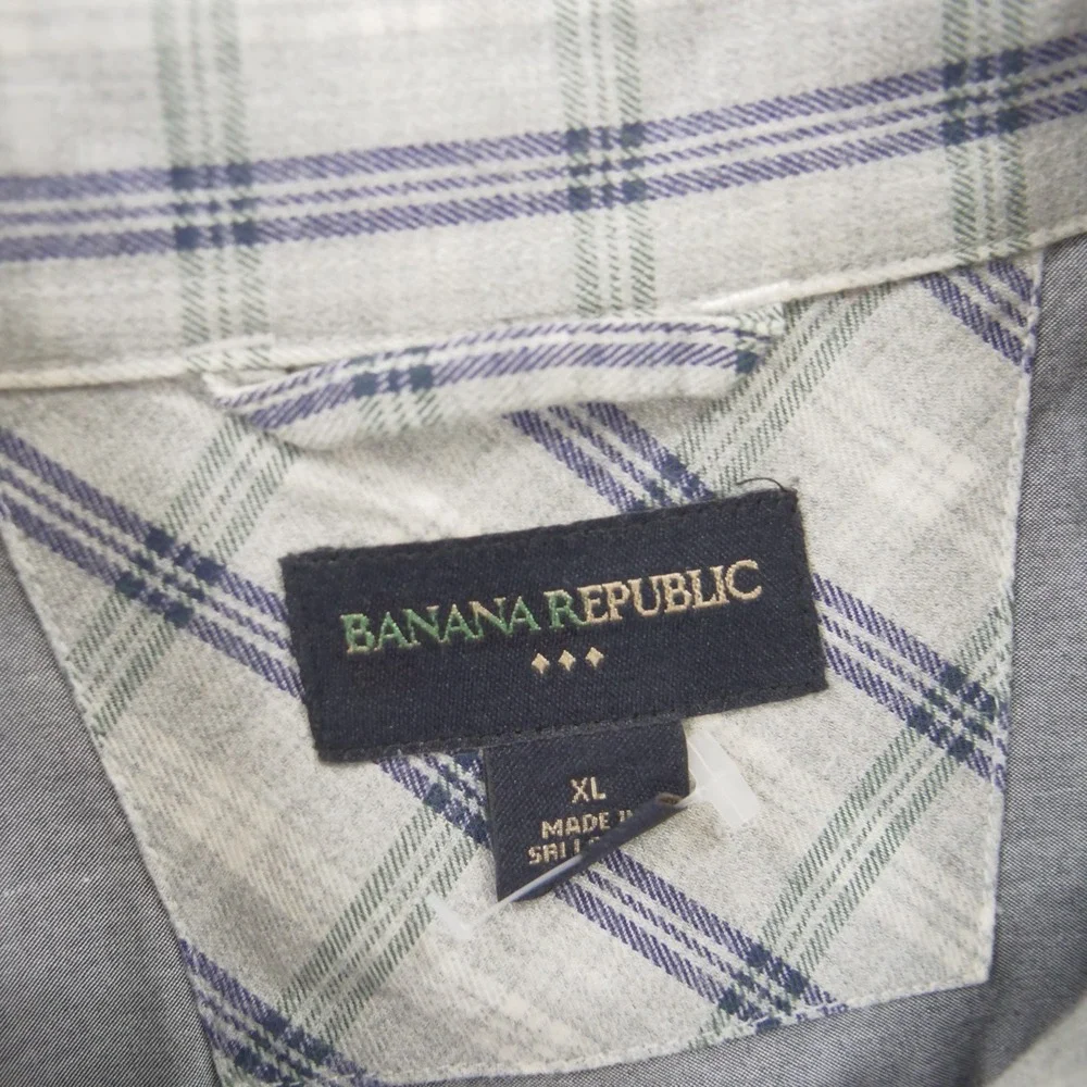 Banana Republic Shirt Mens Extra Large Gray Button Pockets Long Sleeve Twill